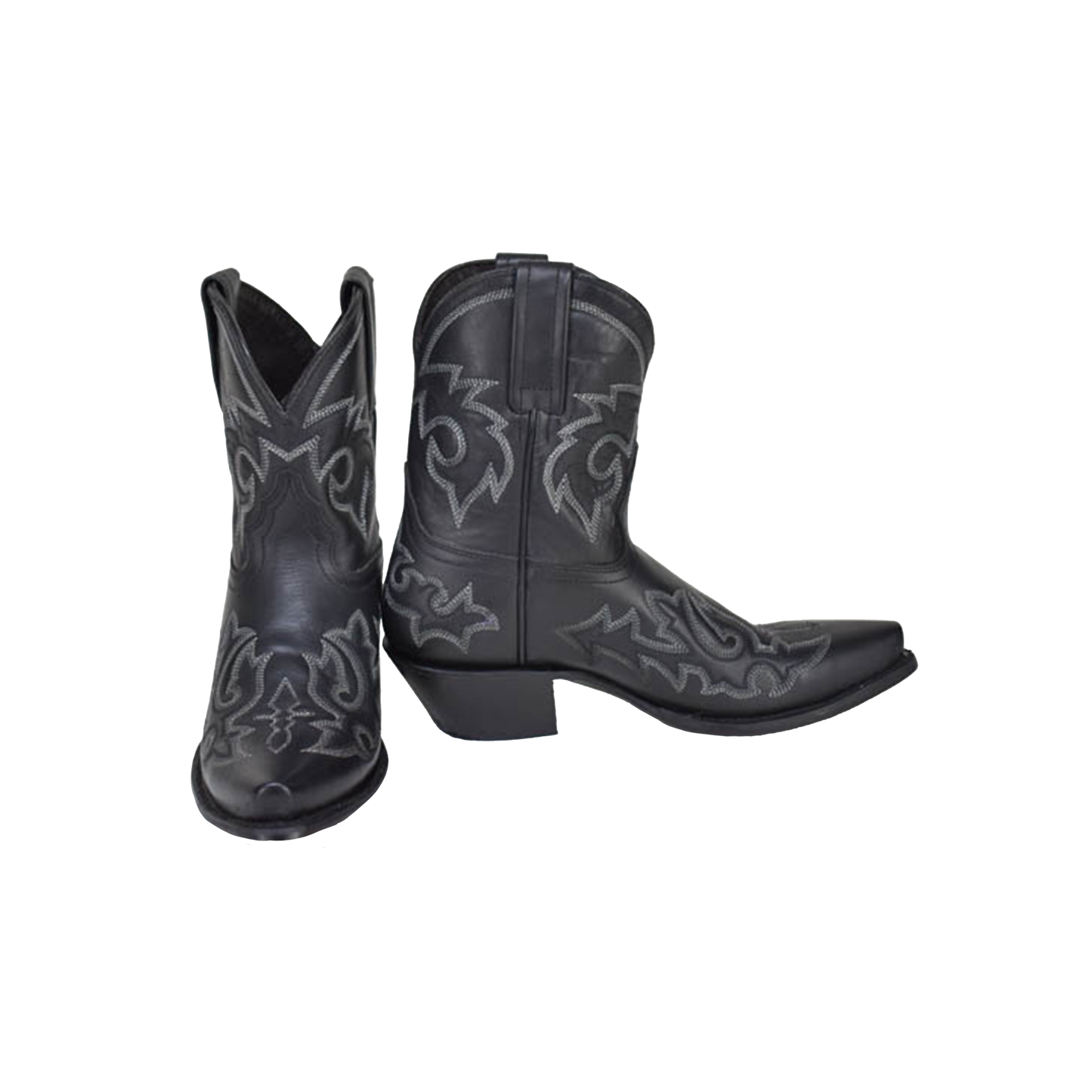 Liberty Black-Caborca Silver: Western Women Ternera Austin Negro Booties 8" shaft