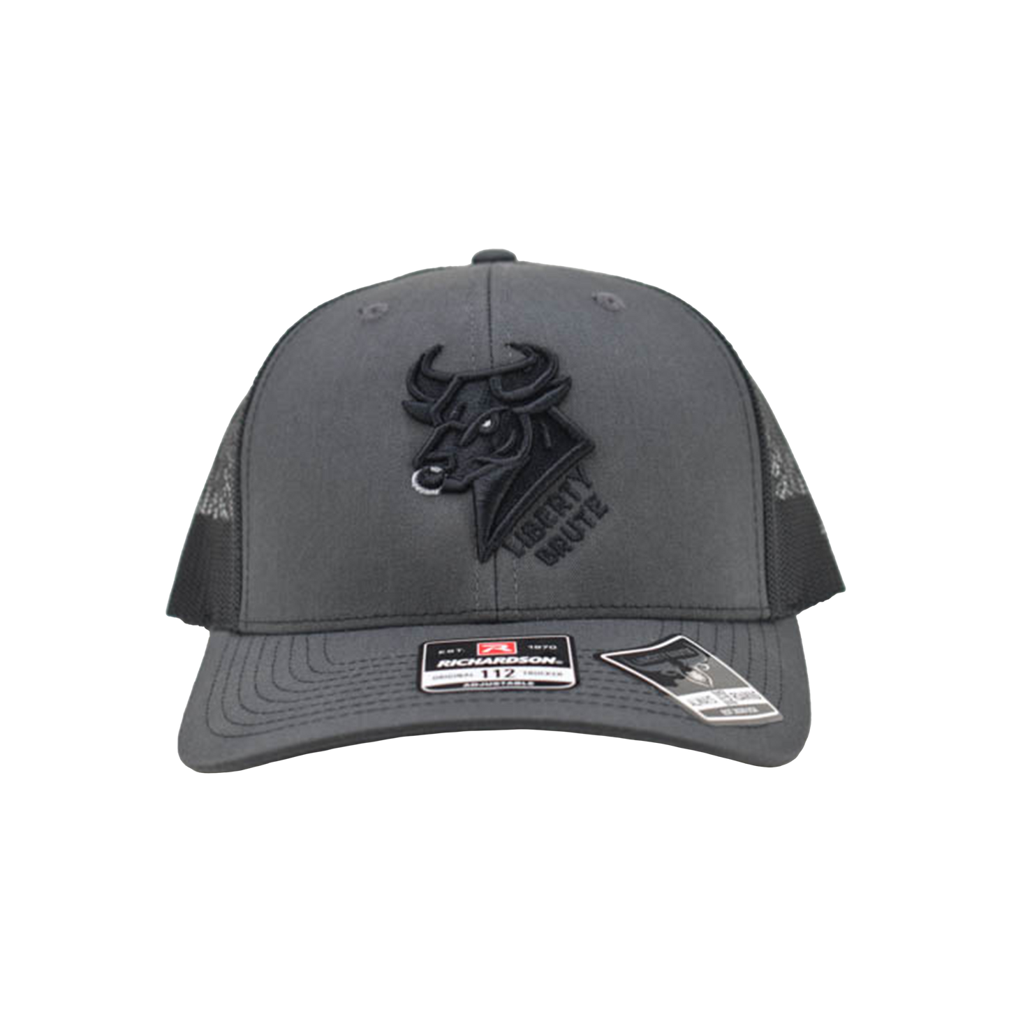 Liberty Brute: Black and White Thread Embroidered Liberty Brute Bull Head