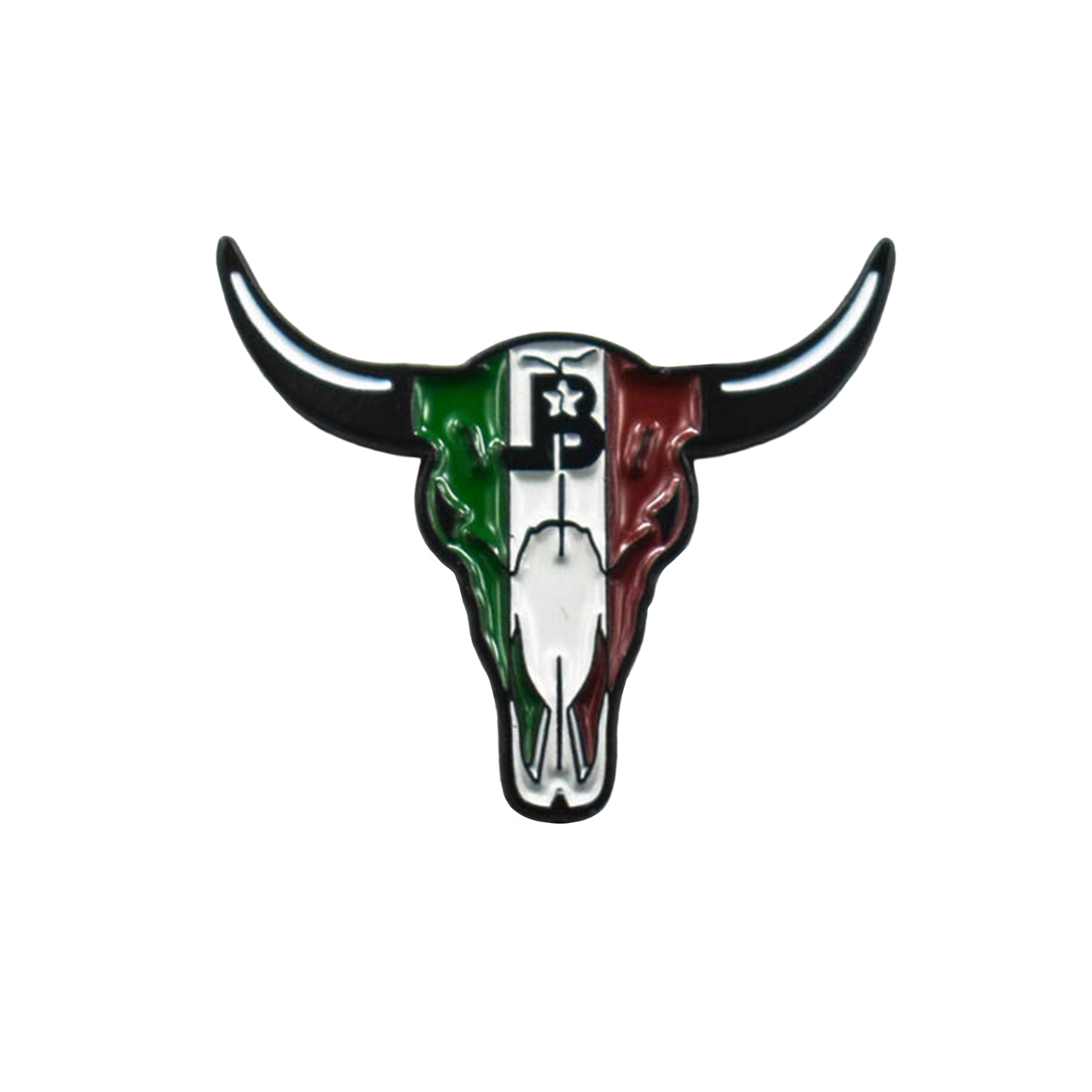 Liberty Brute 1" Magnetic Hat Pin: Liberty Brute Mexican Flag Bull Head