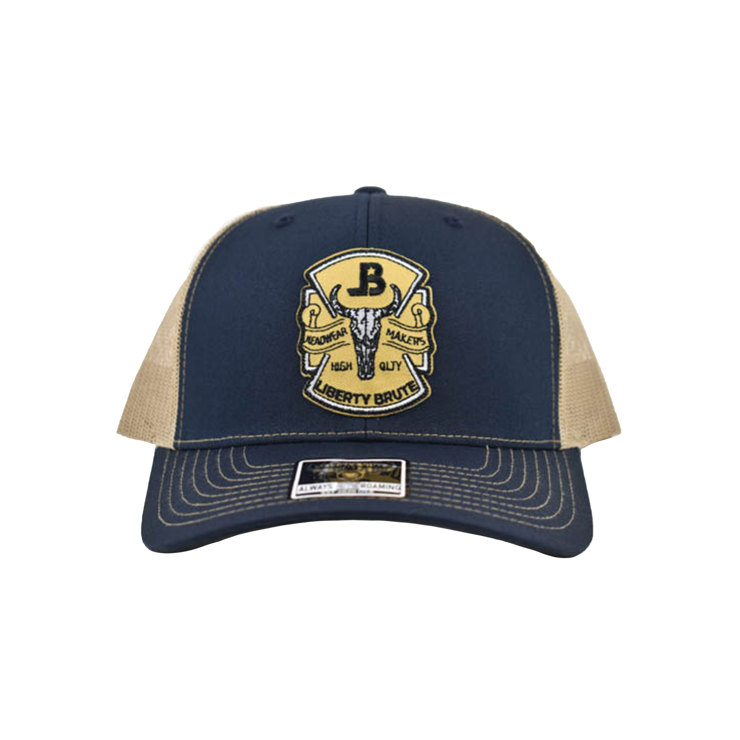 Liberty Brute: Head Bull Headwear Makers High Quality LB Logo Embroidery Patch, 6-Panel Cap