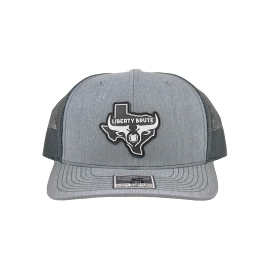 Liberty Brute: Liberty Brute Logo with Texas Map PVC Patch, Trucker 6-Panel Cap