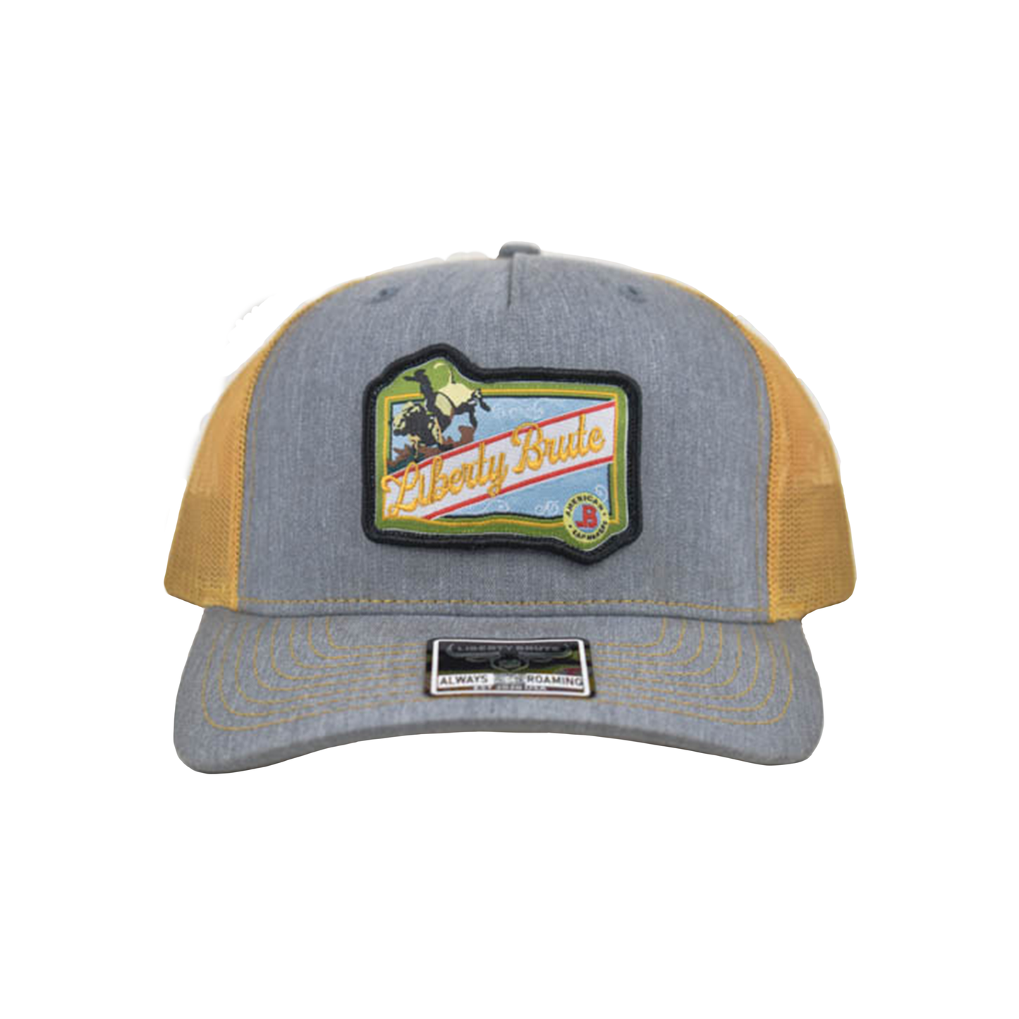 Liberty Brute: Liberty Brute American Cap Maker Cowboy Riding Bull Patch, 5-Panels Cap