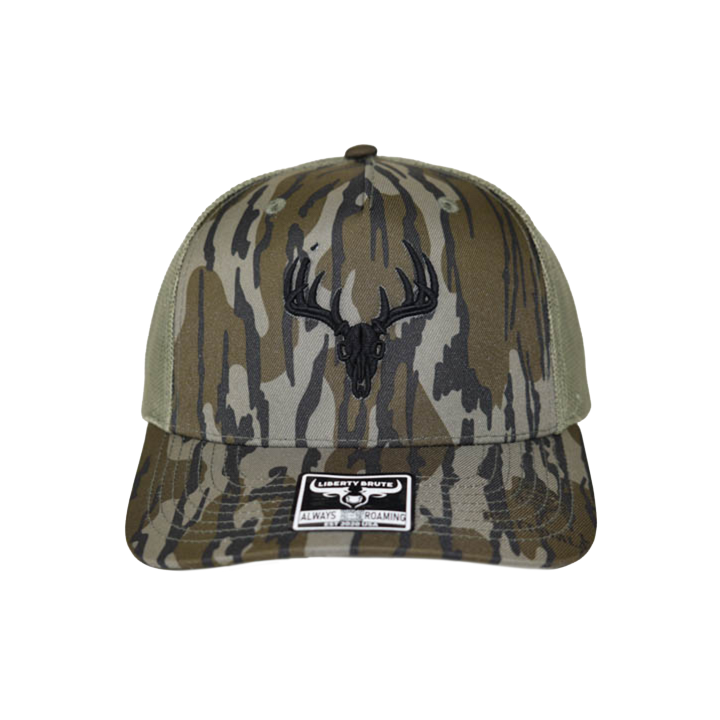 Liberty Brute: Deer Trophy Skull Embroidery Cap Duck Bottomland Camo