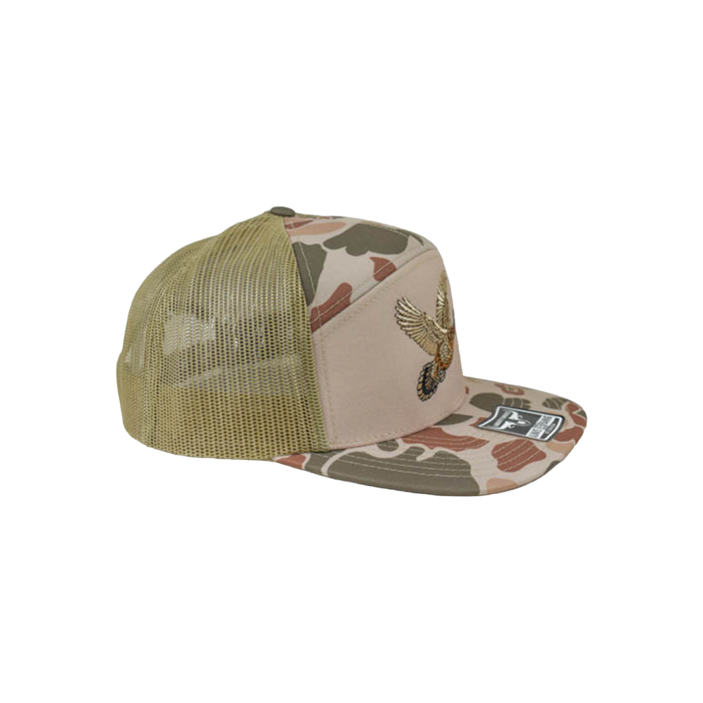 Liberty Brute: Flying Turkey Embroidery Cap, 7 Panel Style, Flat Bill
