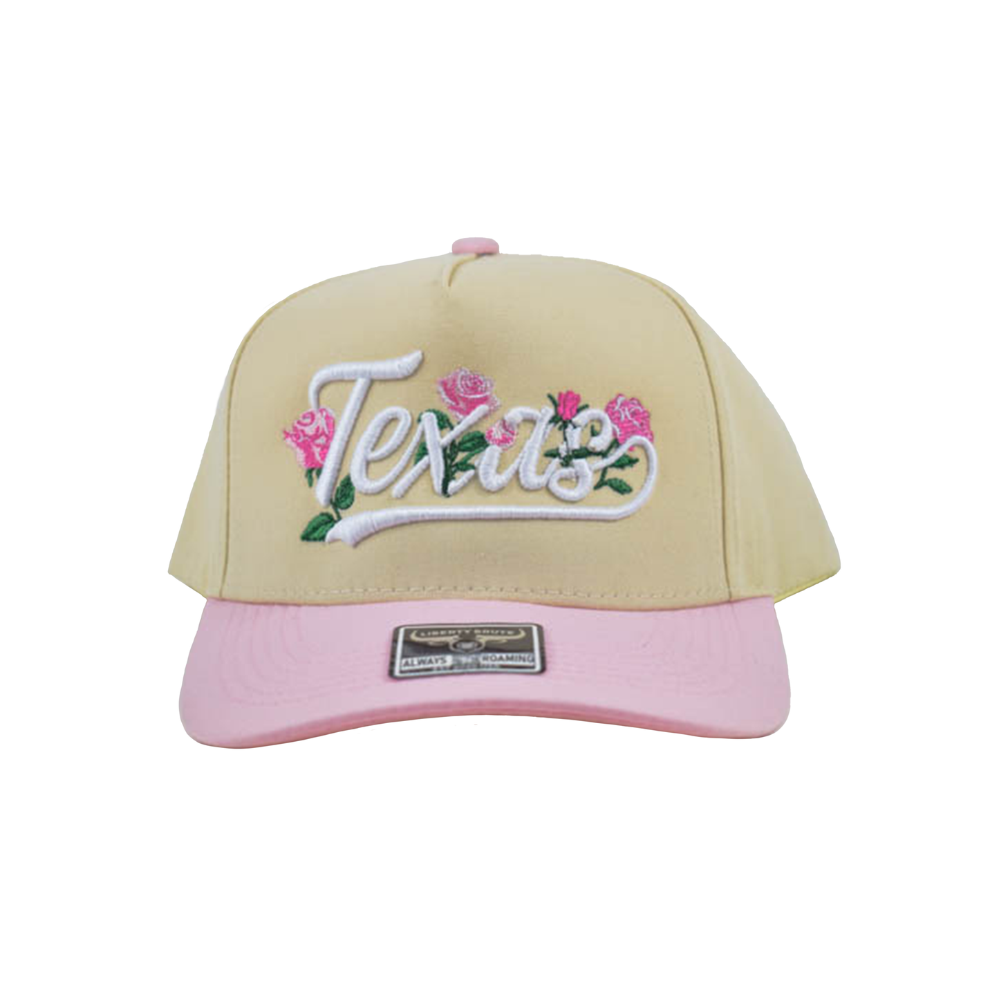 Liberty Brute: Texas Pink Roses Embroidery Cap, 5-Panel