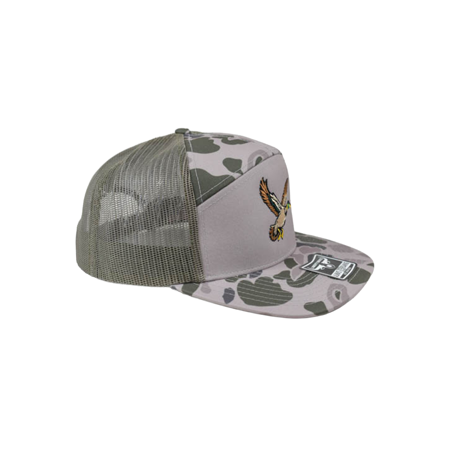 Liberty Brute: Flying Mallard Embroidery Cap, 7 Panel Style, Flat Bill