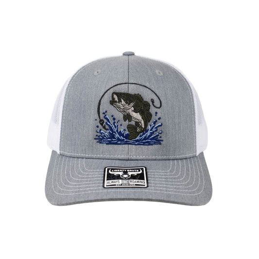 Liberty Brute: Largemouth Bass Embroidery Cap, 6 Panels, Laser Cut Mesh