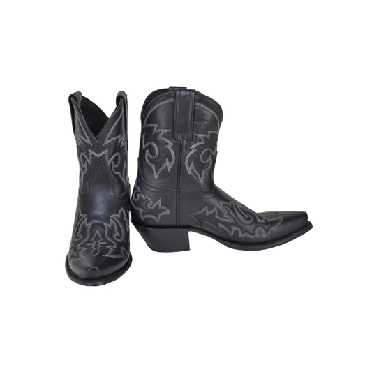 Liberty Black-Caborca Silver: Western Women Ternera Austin Negro Booties 8" shaft