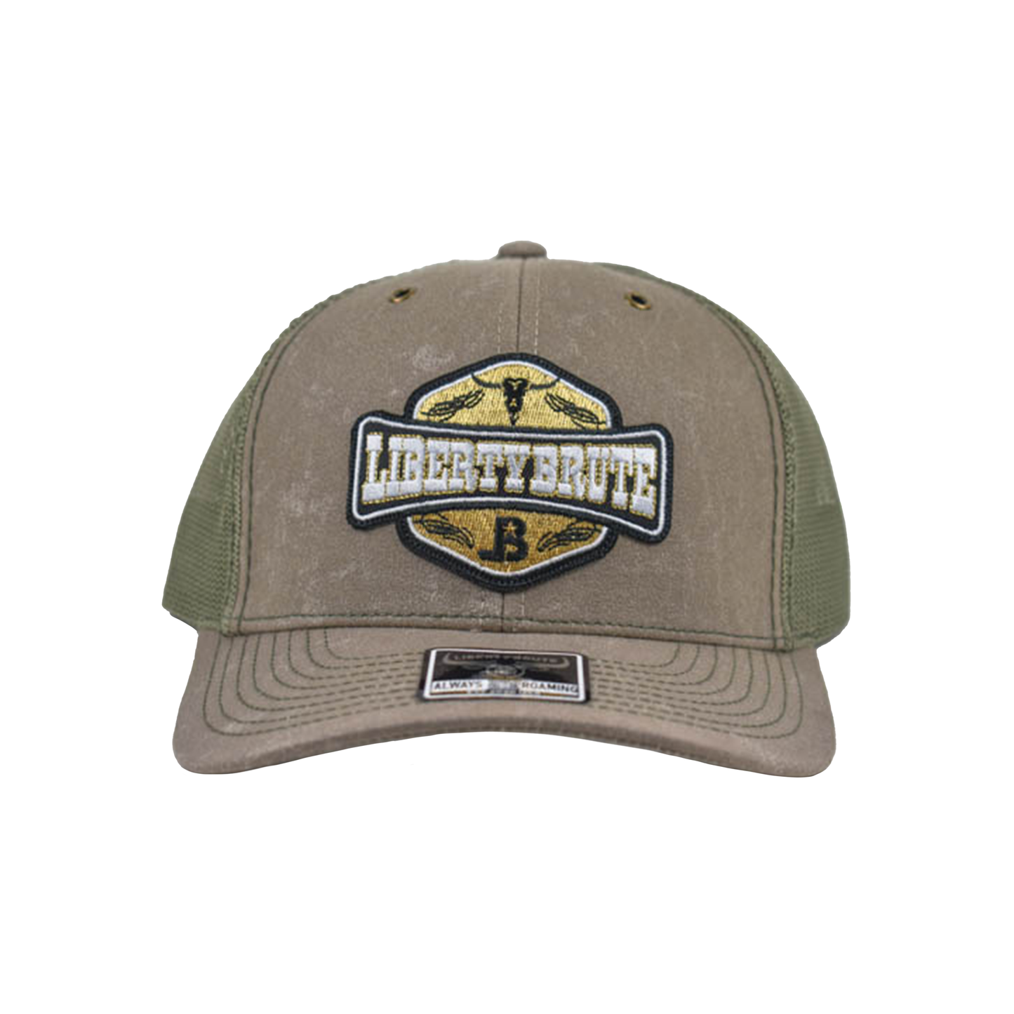 Liberty Brute: Liberty Brute Bull with LB Logo Embroidery Patch, Structured 6-Panel Cap