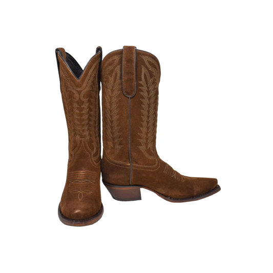 Liberty Black-Caborca Silver: Western Women's Gamuza Arena Brown Boots 11.5" shaft