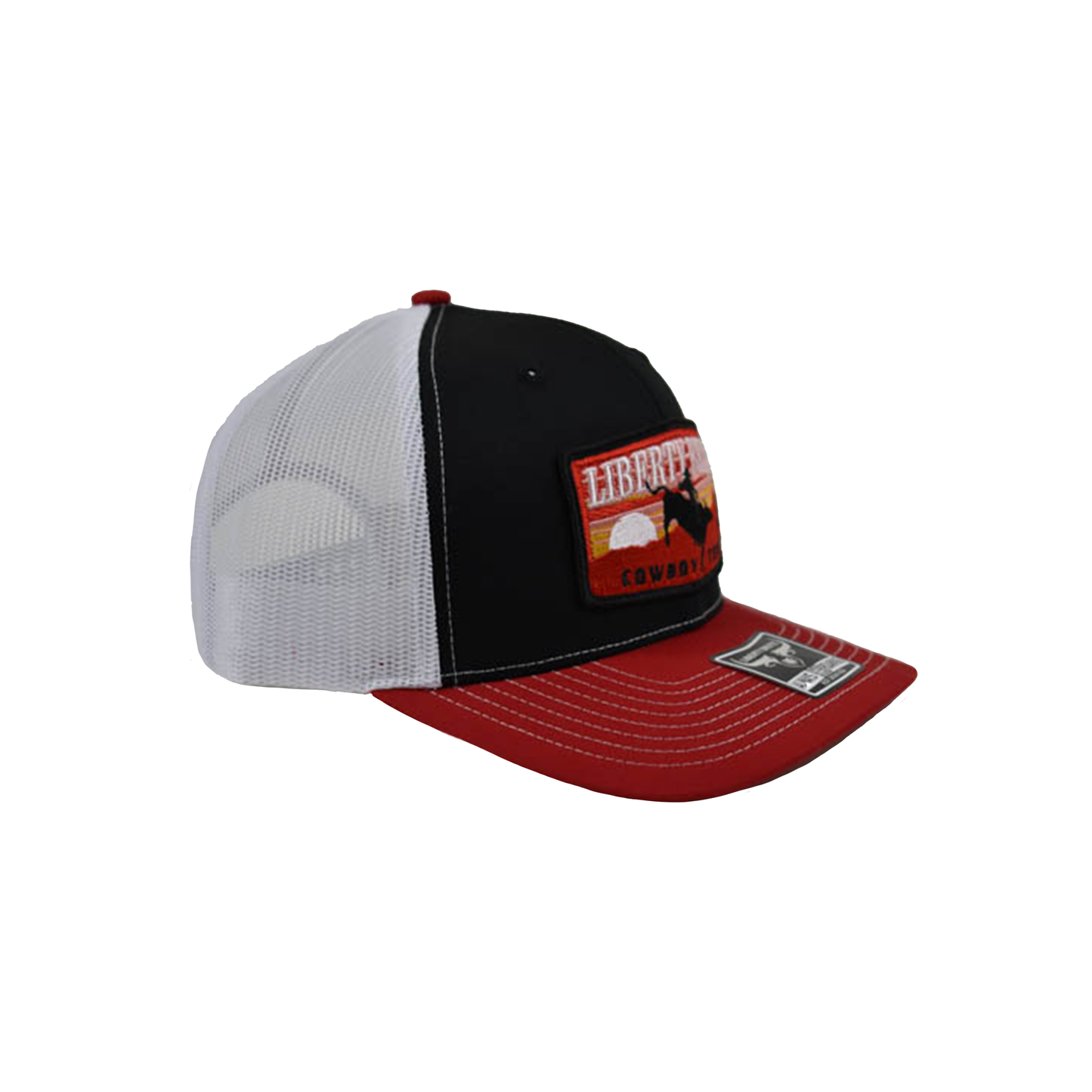 Liberty Brute: Cowboy Tough Riding on the Sunset Embroidery Patch Trucker Structured 6-Panel Cap