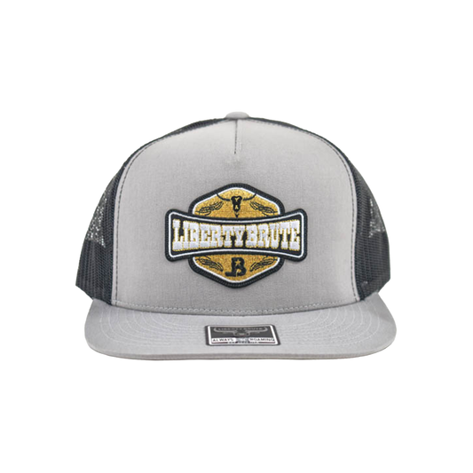 Liberty Brute: Liberty Brute Bull with LB Logo Embroidery Patch, Trucker 6-Panel Cap