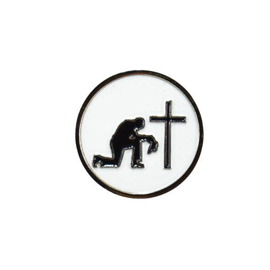 Liberty Brute 1" Magnetic Hat Pin: Cowboy Praying at Cross