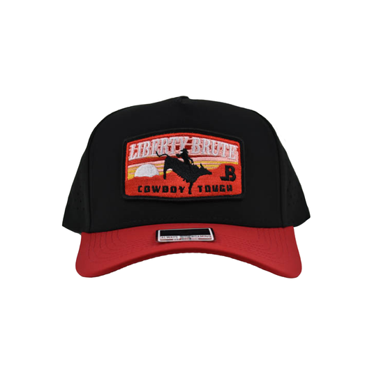 Liberty Brute: Cowboy Tough Riding on the Sunset Embroidery Patch 5 Panels Golf Trucker Cap
