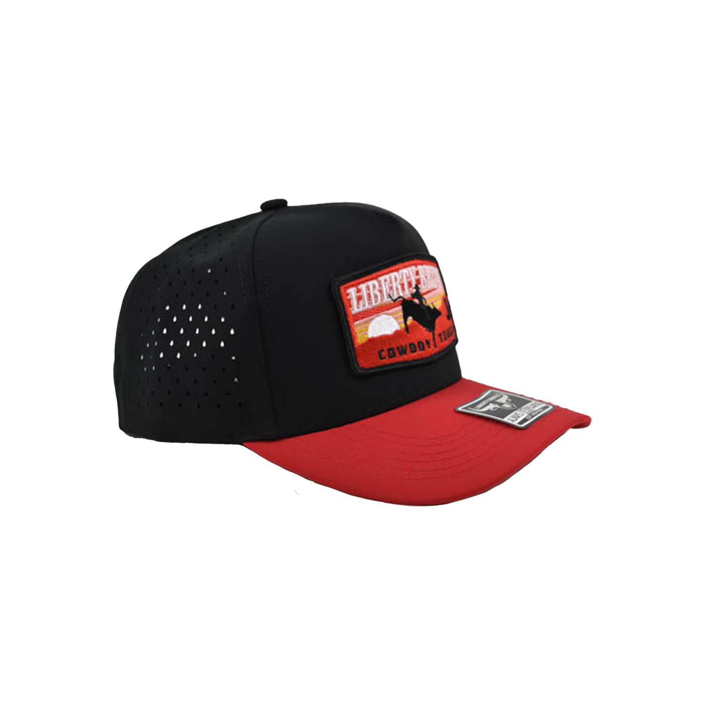 Liberty Brute: Cowboy Tough Riding on the Sunset Embroidery Patch 5 Panels Golf Trucker Cap