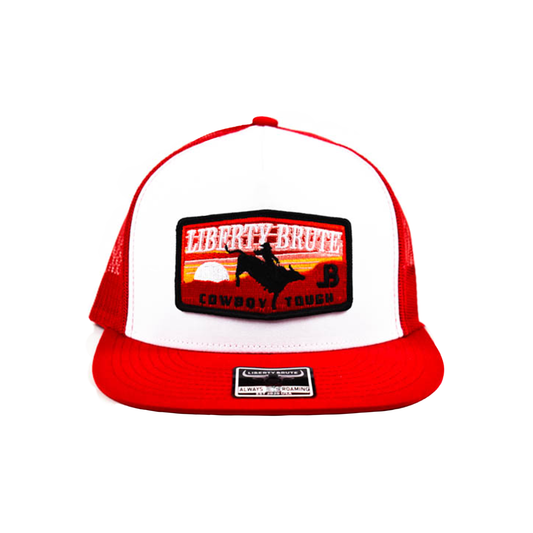 Liberty Brute: Cowboy Tough Riding on the Sunset Embroidery Patch Adult 5-Panel Cap